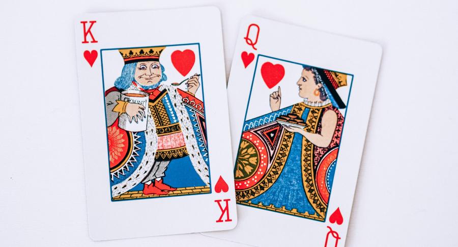 To spillekort, hjerter konge og hjerter dame