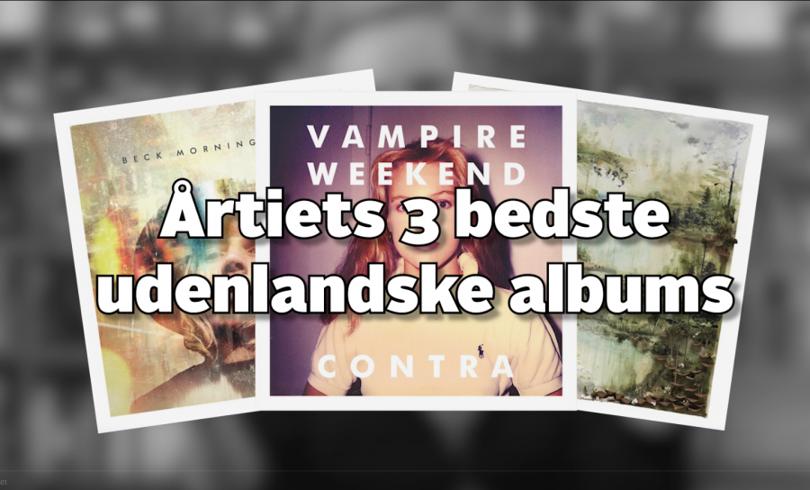 Billedet viser tre albumcovers : Beck: Morning Phase, Vampire Weekend: Contra, Bon Iver: Bon Iver