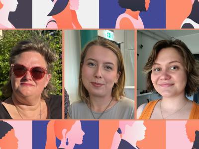 Portrætfotos af tre kvinder