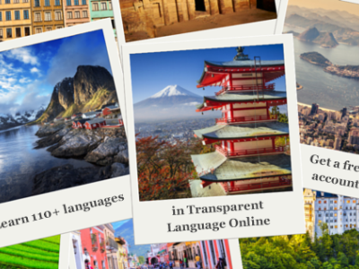 Polaroidfotos fra forskellige egne af verden - til formidling af Transparent Language Online.