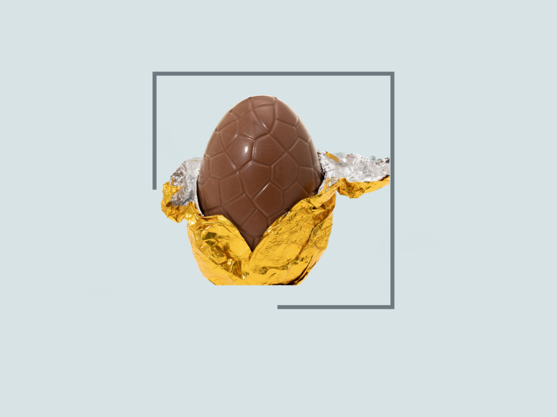 Udfoldet påske-chokolade æg 