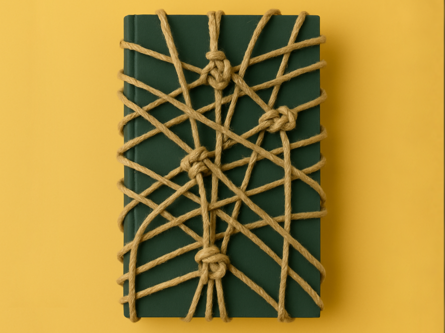 Bog indbundet med snore